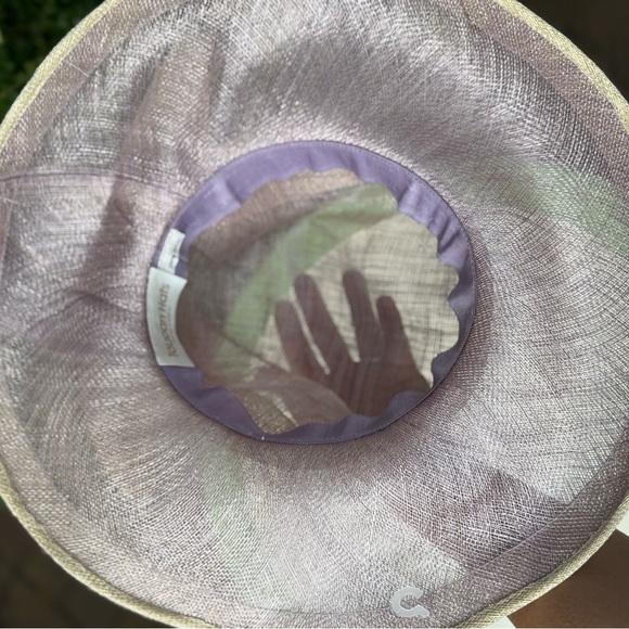 Toucan Hats New York Derby Lawn Party Cream and Lilac Women\'s Sun Sisal Hat